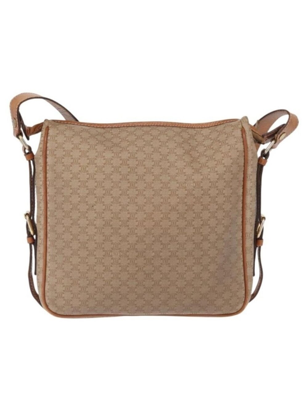 Authentic CELINE Macadam Canvas Shoulder Bag PVC Beige Gold - Picture 10 of 16